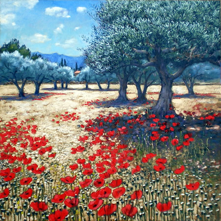 Olive Grove and Poppies, near Cassis